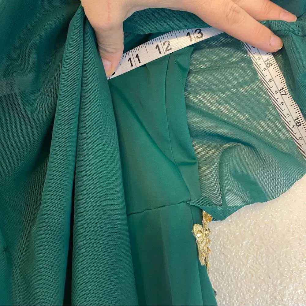 WEISSMAN Elite solo Dance Costume green Mesh Draped Cape Leotard SM12293 LC